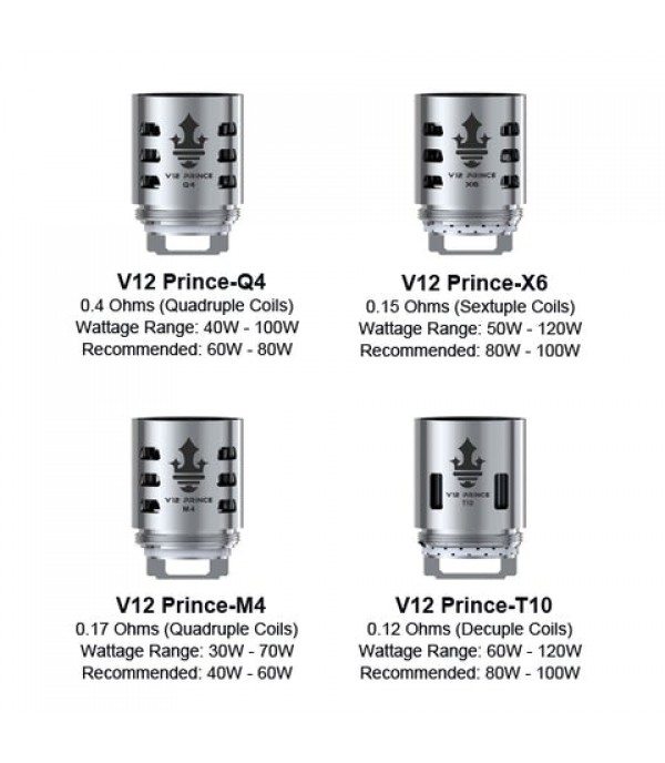 Smok TFV12 Prince Coils / (Q4, X6, T10, X6, X2 & Mesh) Atomizer Heads (3 Pack)